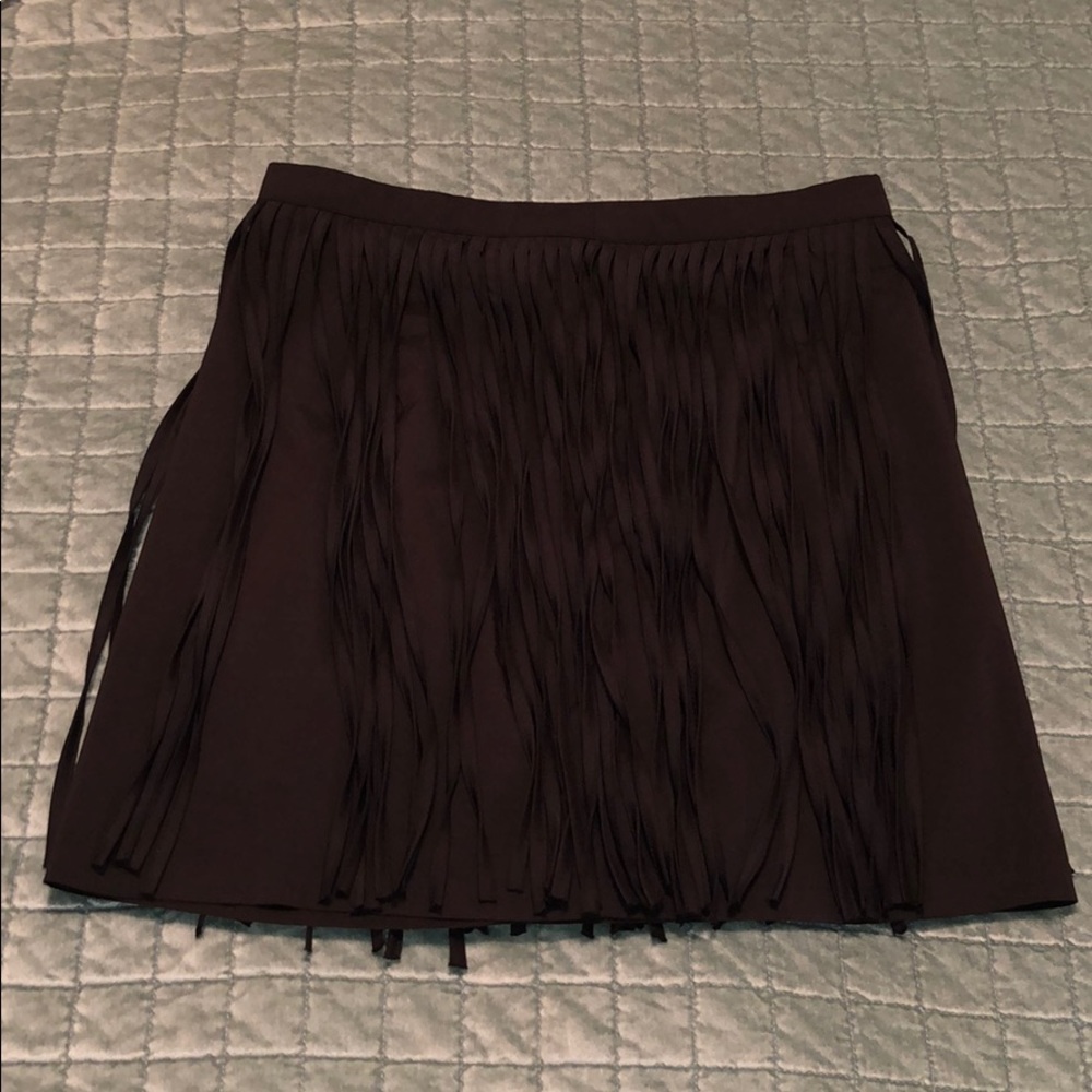 Black fringe mini skirt